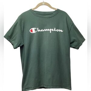 Champion short sleeve T-shirt. Dark army green. Unisex Medium